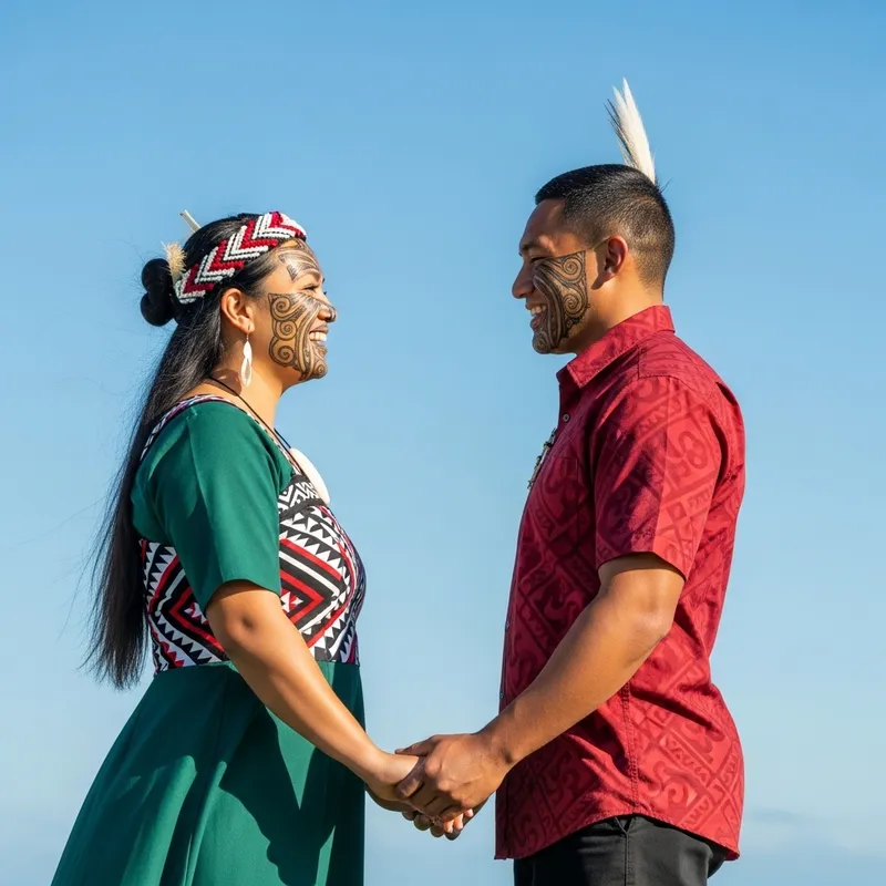 Attractive Maori Woman and Man in Love | Traditional Connection and Happiness Attractive Maori Woman and Man in Love | Traditional Connection and Happiness