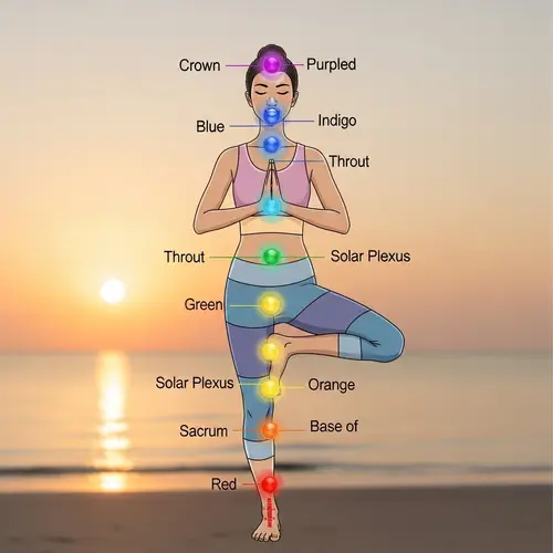 Traditional Eastern Energy Centers Illustration with Southeast Asian Woman