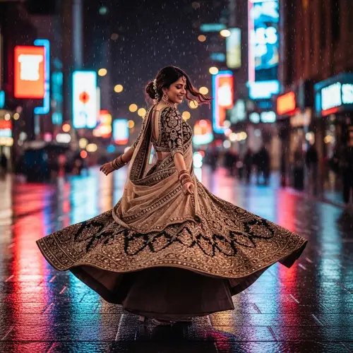 Asian Lady Dancing in Rain | Cityscape Euphoria