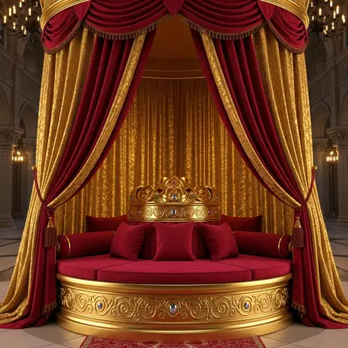 Opulent Gold Throne Couch - Regal Fantasy Setting