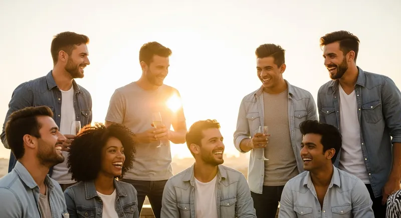 Multicultural Group Laughing Together Under Sun