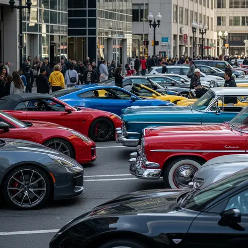 Classic and Modern Cars in the Urban Landscape