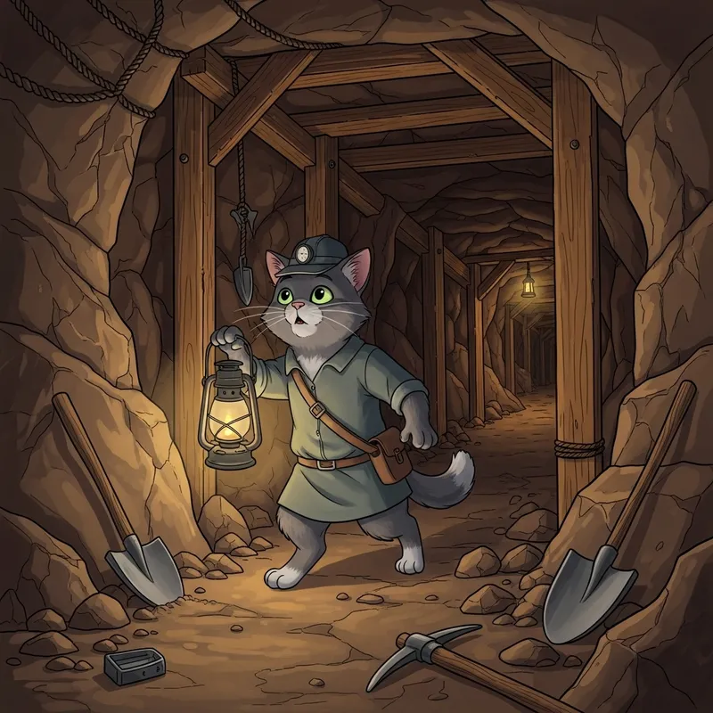 Animated Cat in Underground Mine Adventure Animated Cat in Underground Mine Adventure