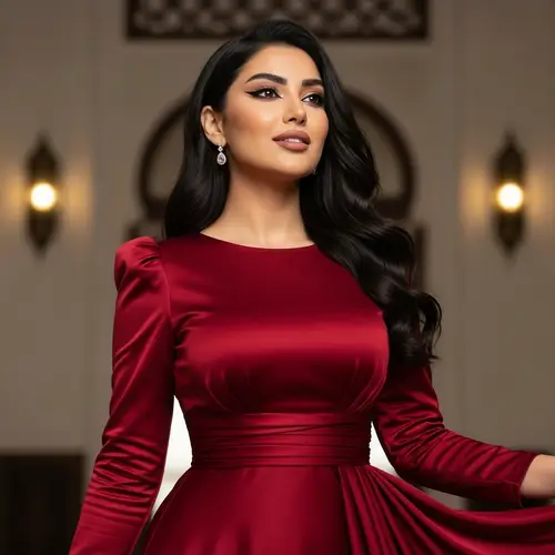 Elegant Arabic Woman | Haifa Wahbe in Stylish Red Gown