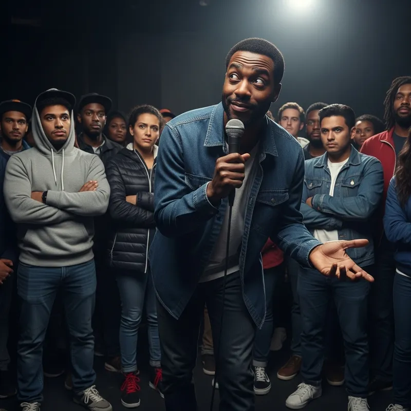 Black Comedian Engages Urban Audience with Humor
