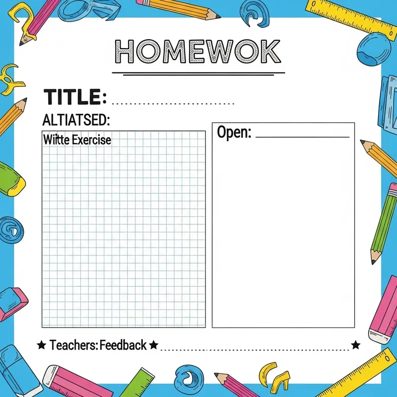 Vibrant Homework Design | Grid Patterns, Doodles & Feedback