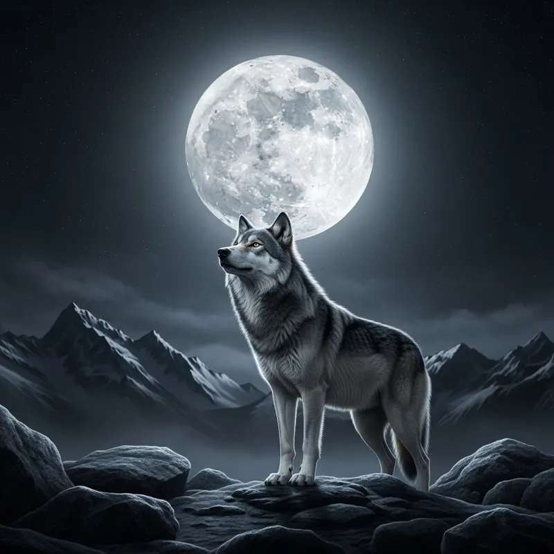 Moonlit Wolf: A Symbol of Strength and Serenity