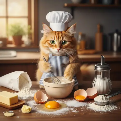 Cute Cat Baking | Whimsical Culinary Delight Scene