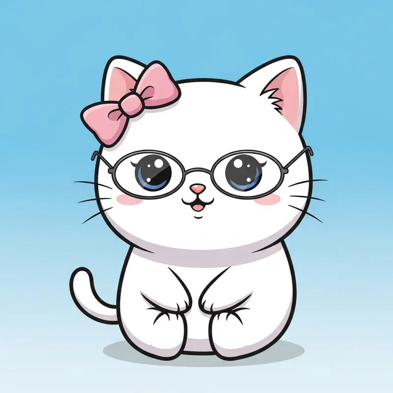 Adorable Hello Kitty with Oval Glasses in Kawaii Style