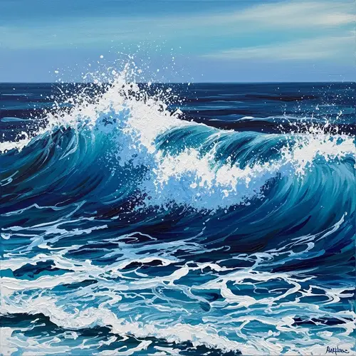 Dynamic Ocean Waves Painting - Abstract Art