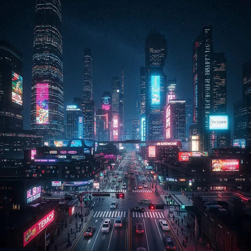 Cyberpunk Neon Cityscape | Vibrant Lights, Futuristic Urban Scene