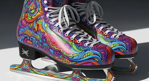 Color-Rich Realistic Figure Skates Close-Up