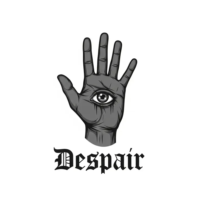 Hopeless Hand Logo Design with Despair Eye and Text