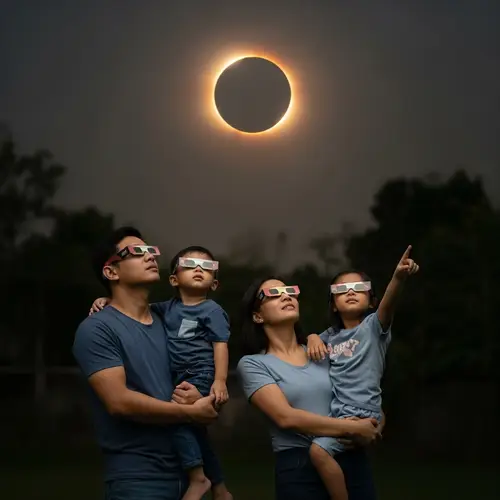 A Filipino Family Enjoying the Total Solar Eclipse