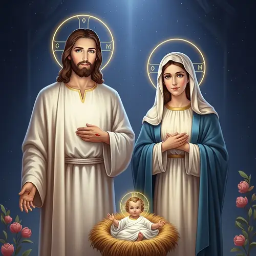 Jesus and Virgin Mary: Traditional Religious Scene