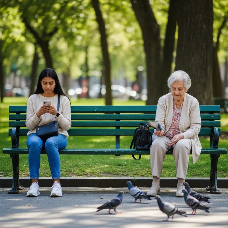 A Serene Park Scene with Kindness and Connection