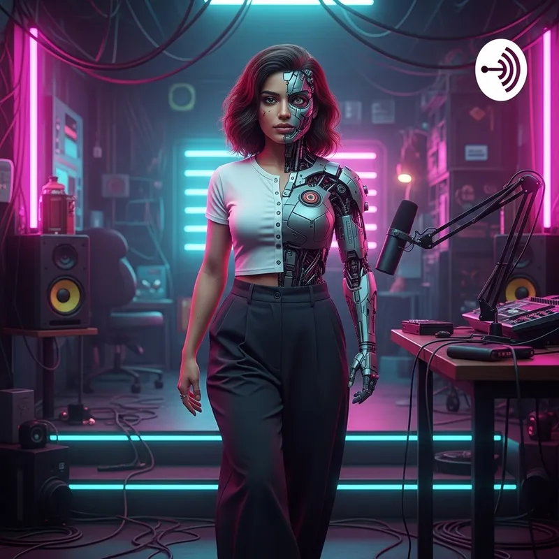 Futuristic Cyberpunk 24-Year-Old Woman with Middle-Eastern Features