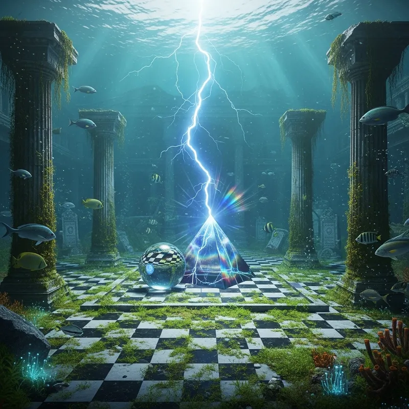 Glass Pyramid Struck by Lightning at Atlantis Ruins