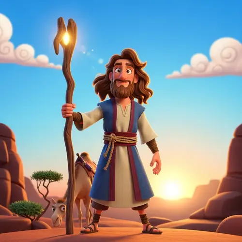 Pixar-Style Moses: Vibrant 3D Animation Character