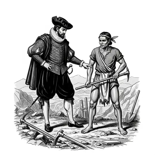 Colonization of the Philippines: Spanish Overseer and Filipino Laborer