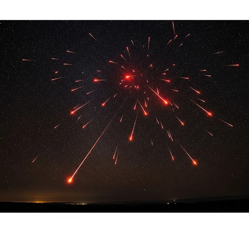 Red Meteor Storm Lighting Up Night Sky