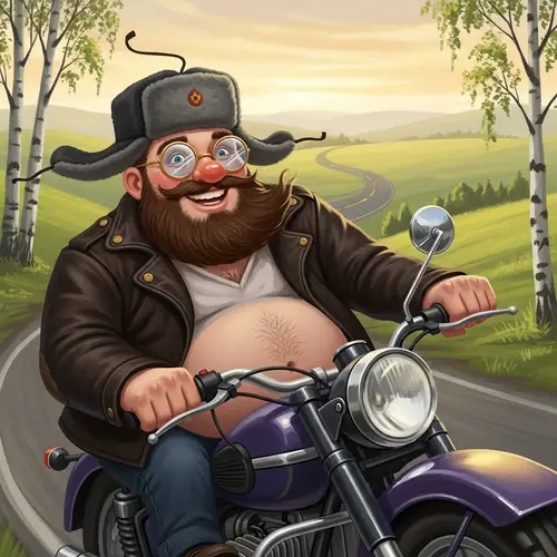 Russian Man Riding Motorcycle with Glasses | Website Name