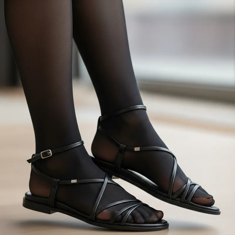 Elegant Black Sandals and Tights | Beautiful Outfit Combo