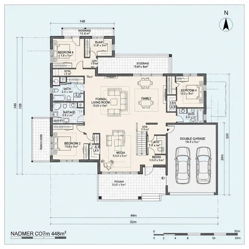 Modern 4 Bedroom House Plan | Spacious Living on 448 sqm Lot