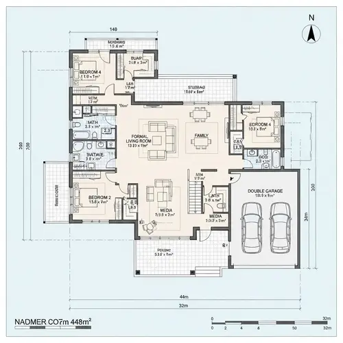 Residential House Blueprint Design on 448 sqm Lot | 4 Bed, 2.5 Bath