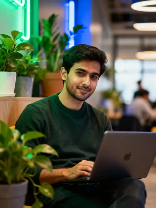 Innovative Startup Founder in Modern Workspace