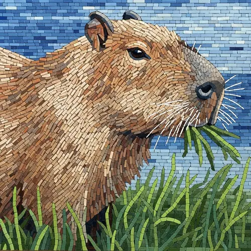 Intricate Mosaic of Capybara - Largest Rodent in the World