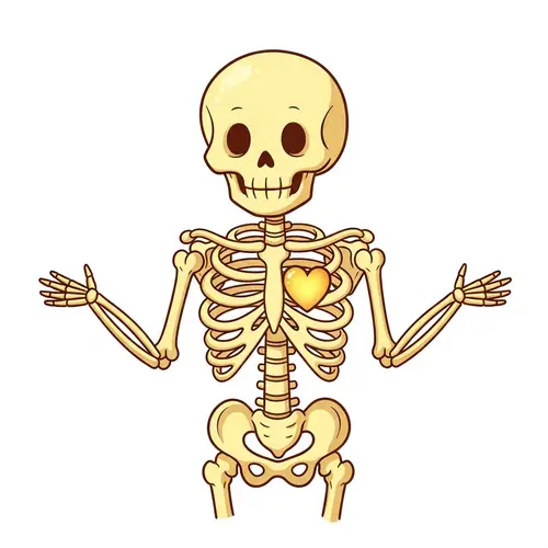 Unique Skeleton Character | Cartoon Illustration in Pastel Yellow Shades