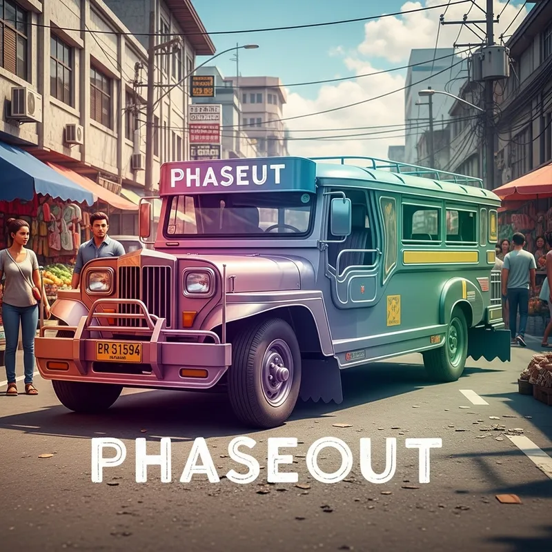 Detailed and Vibrant Jeepney Phaseout Design with Fading Gradient Detailed and Vibrant Jeepney Phaseout Design with Fading Gradient