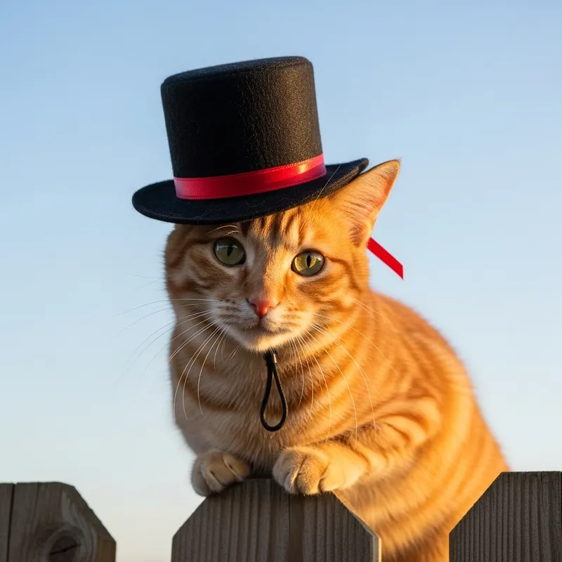 Charming Cat with Hat: A Ginger Feline Delight Charming Cat with Hat: A Ginger Feline Delight
