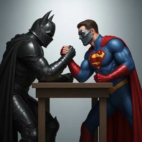 Epic Arm Wrestling Battle: Dark Knight vs. Justice Warrior