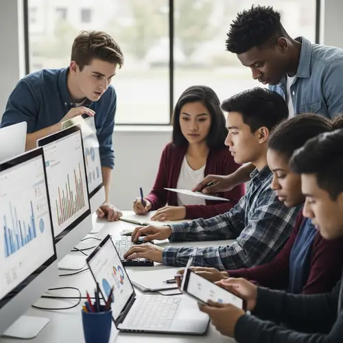Diverse Youth Working on Statistics in Computer Lab