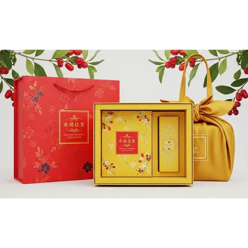 Luxurious High-End Gift Package with Red and Yellow Boxes
