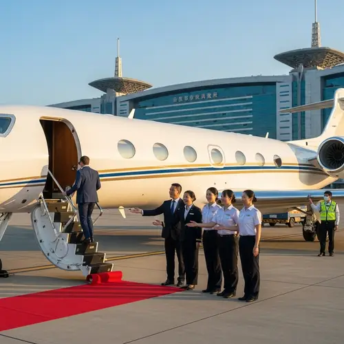 Boarding Gulfstream Private Jet at Beijing Capital Airport