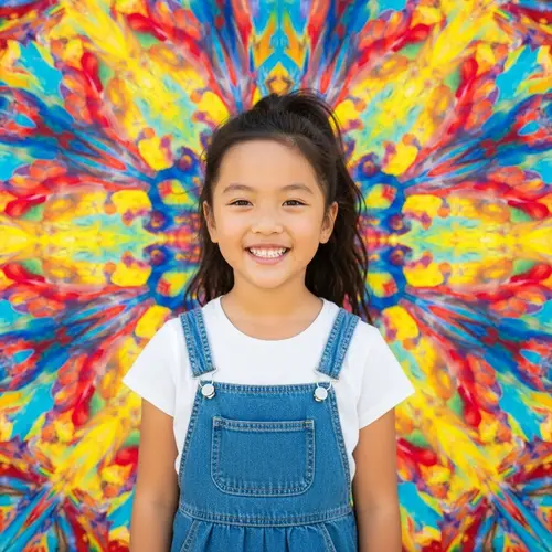 Vibrant Girl Against Colorful Background