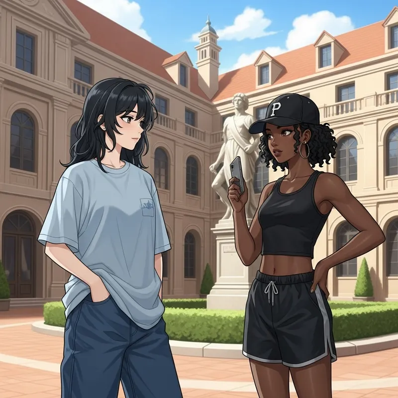 Anime Girls at Fancy Private School - Best Friends Moment