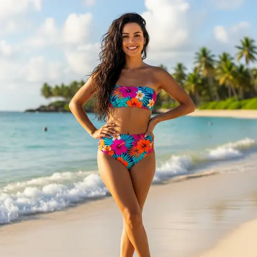 Stunning Hispanic Woman in Swimsuit