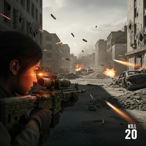 Intense PUBG 20 Kill Gameplay: Hispanic Female Warrior Dominates War-Torn City