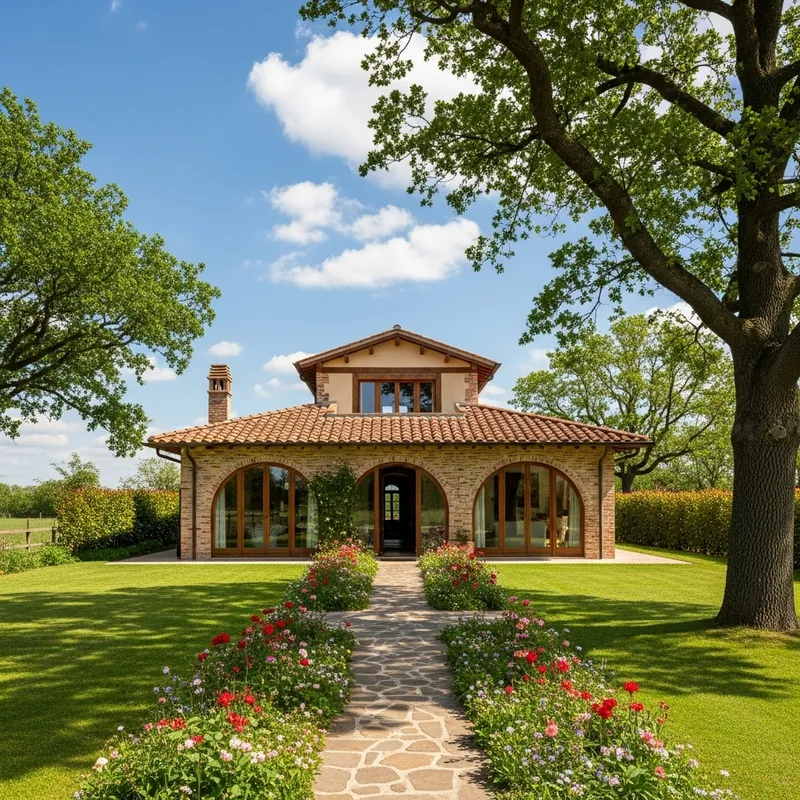 Picturesque Two-Story Villa Amidst Meadow