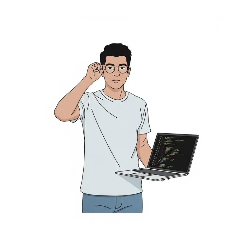 Minimalistic Frontend Developer Avatar - South Asian Male PNG