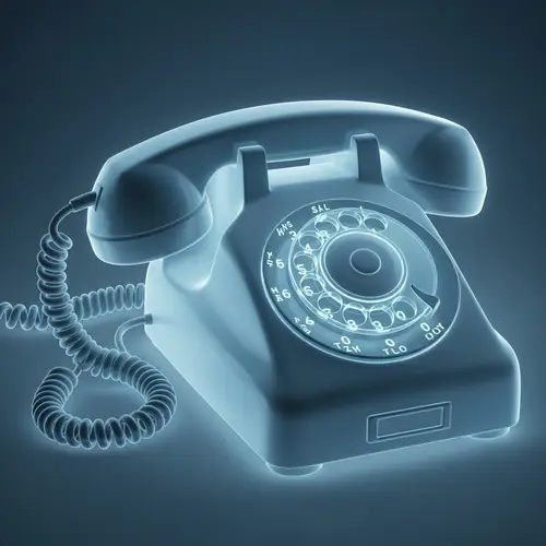 Spectral Ghostly Blue Rotary-Dial Telephone Imagery