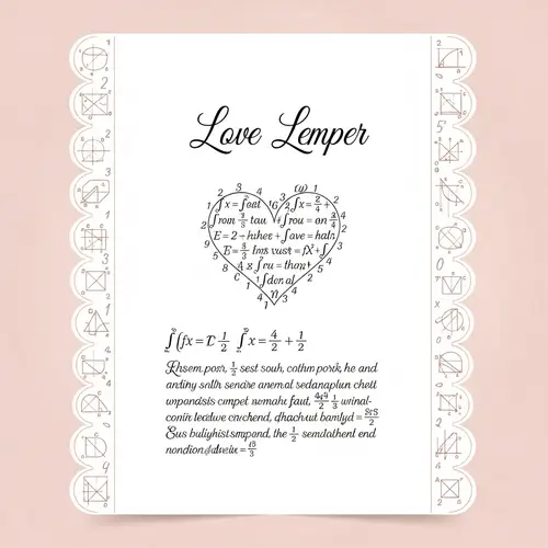 Romantic Love Letter with Mathematical Elements | Delicate Blush Design