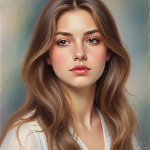 Beautiful Girl Fine Art Portrait in Renoir Style