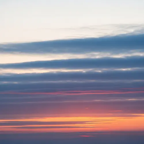 Soft Realistic Sunset Sky with White-Blue, Pink, Orange Clouds