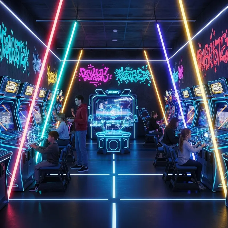 Futuristic Cyberpunk Neon Arcade Experience