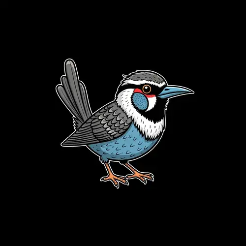 Whimsical Pūteketeke Bird Illustration for T-Shirt Printing